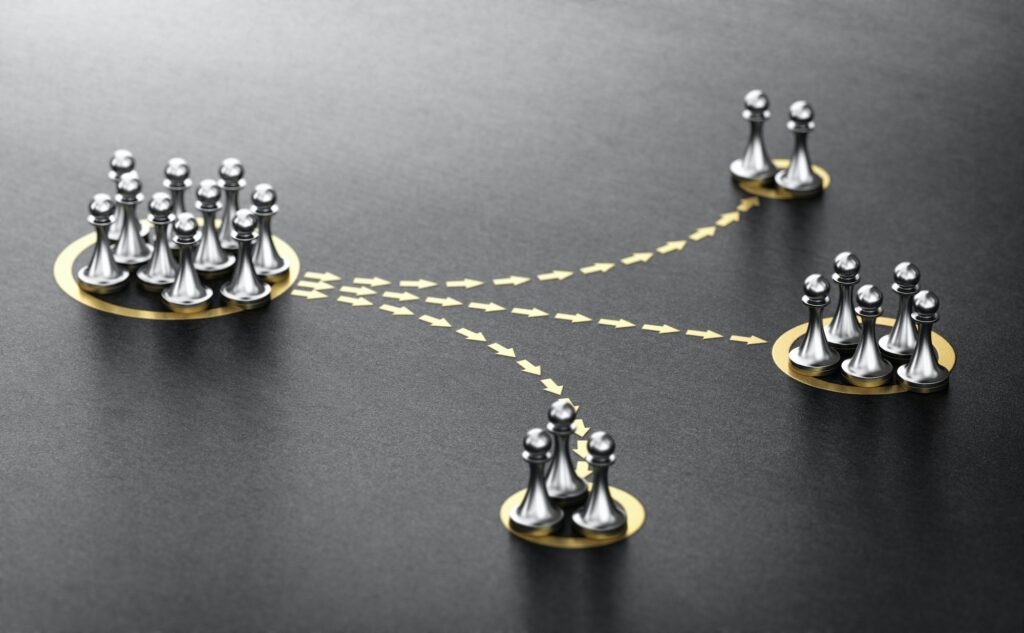 Segmentação de clientes ou público. Conceito de marketing
